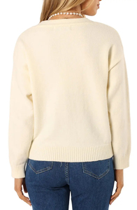 <span class=keywords><strong>Maglione</strong></span> lavorato a maglia Casual da donna <span class=keywords><strong>con</strong></span> maniche lunghe e spalle cadenti realizzato su misura <span class=keywords><strong>con</strong></span> cappotto invernale <span class=keywords><strong>con</strong></span> bottone di <span class=keywords><strong>perle</strong></span> pistillo - Product Image 5
