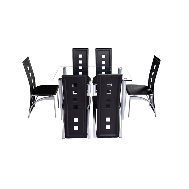 Free sample high quality tempered glass dining room set modern dining table and 4 chairs