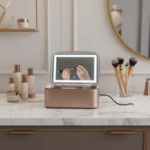 Pochette cosmétique intelligente en <span class=keywords><strong>cuir</strong></span> PU avec miroir LED pour les retouches de maquillage en voyage - Product Image 4