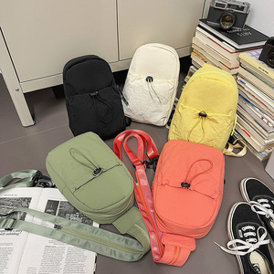 Nueva Bolsa de Pecho de Moda, Estilo Japonés y Coreano, Minimalista, de Color Sólido, con Rayas, Informal, Ligera, Tipo Bandolera, Promocional - Product Image 5
