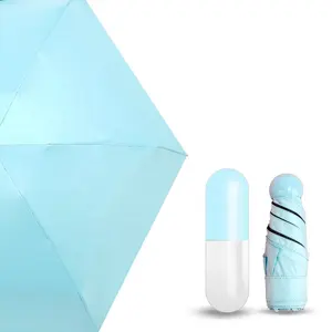 Creative Ultra Light Mini Pocket 5 Folding Capsule Pill Gift Promotion Umbrella With Custom Logo
