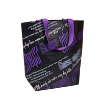 Sac de courses personnalisé en tissu non tissé laminé RPET, imprimé en couleur, pliable, écologique, imperméable et recyclable, avec coutures renforcées