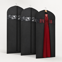 Housse de robe anti-poussière personnalisée avec logo, noire, non tissée, pour robe de soirée, avec fenêtre transparente et fermeture éclair intégrale, pour mariage