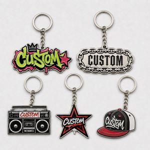 Porte-clés personnalisés en gros de haute qualité, style streetwear, chaînes en métal hip-hop, design punk rock, souvenir tendance - Product Image 3