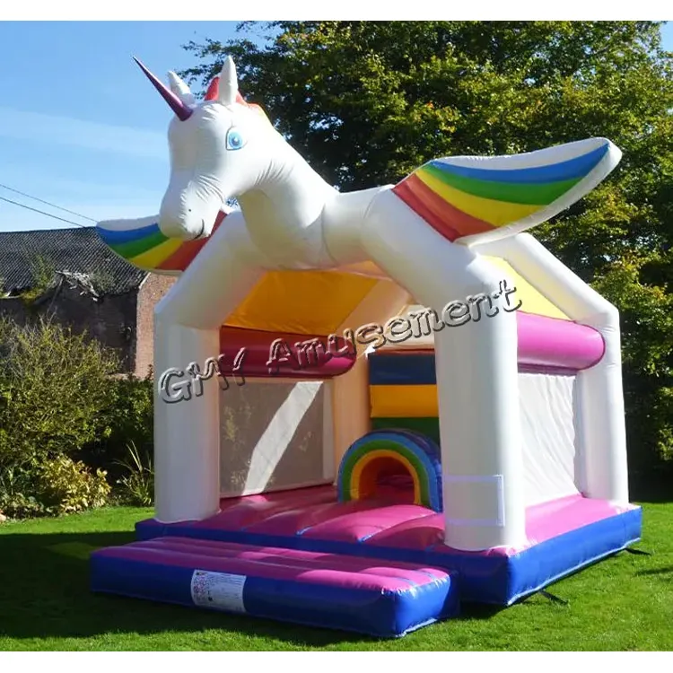 Komersial tiup mainan Unicorn bouncing rumah untuk Penyewaan