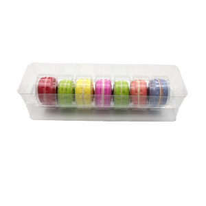 Transparent PET <strong>Blister</strong> Insert <strong>Tray</strong> for <strong>Macarons</strong> and Sushi Customizable Cake <strong>Packaging</strong> With Optional Box 7 Insert Capacity
