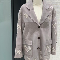 Veste en cuir véritable pour femmes, respirante, à fleurs, décontractée, en cuir véritable, manteau pour femmes