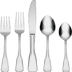 Juego de cubiertos modernos de acero inoxidable con acabado pulido espejo, tenedor, cuchillo y cuchara resistentes al óxido, vajilla para bodas y uso doméstico. - Product Image 1