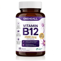 ONEHEALL Comprimés de Vitamine B12 Extra Forte 2500 mcg Soutien au Métabolisme Énergétique Comprimé de Vitamine B12