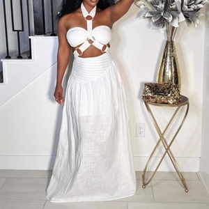 Women's Padded Strapless Top With <b>Spaghetti</b> <b>Straps</b>, Neckline Cutout Dresses Fashion - Product Image 5