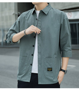 <span class=keywords><strong>Camicia</strong></span> RCX da <span class=keywords><strong>Uomo</strong></span> in 100% Cotone, Manica Tre Quarti, Stile Oxford Casual, Ecologica, Traspirante, Colletto Rovesciato, Leggera, con Bottoni - Product Image 4