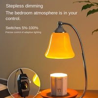Lampe à Cire Chauffante Style Américain Caramel, Diffuseur d'Arômes Ambiance, en Bois Massif, Sans Flamme, Sans Fumée, pour Anniversaire et Chambre à Coucher