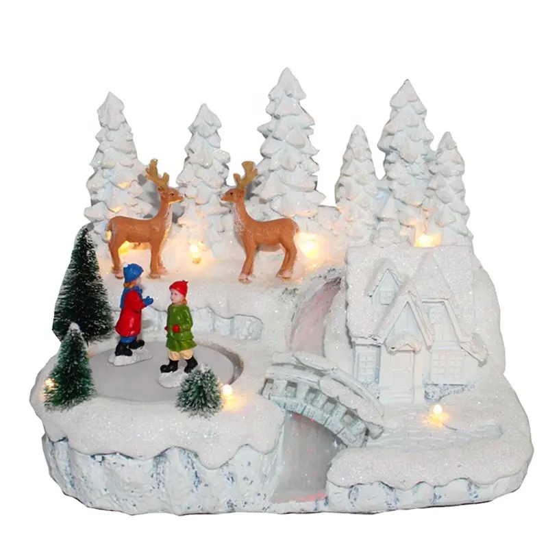 Light Up The Christmas Village Revolving Kids & Fibre Optic River Decorate Led Light For Window Scene Decoration