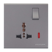 : Pabrik kualitas baik harga murah saklar listrik soket Stainless 1gang 5 Pin Multi fungsi soket dengan lampu dinding dan saklar