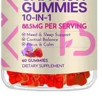 Gummies au Safran 10-en-1 Soutien du Sommeil et de l'Humeur Complément Alimentaire Ashwagandha L-Théanine Rhodiola Saveur Framboise 60 Unités Sans Sucre Pour Adultes