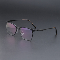Monturas de Gafas Ópticas de Titanio Puro de Calidad OEM para Hombre, Talla Grande, Media Montura, Estilo Retro, para Negocios
