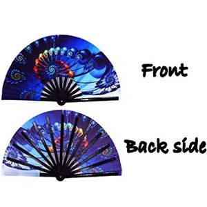 Large Rave Fan Golden Glitter Color Kungfu Fan for Promotion Bamboo Crafts - Product Image 3