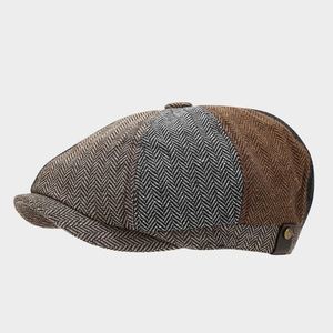 หมวกเบเร่ต์สไตล์อังกฤษยอดนิยมประจำฤดูใบไม้ร่วง-ฤดูหนาวปี 2024 แฟชั่นสำหรับผู้ชายและผู้หญิง หมวกทรงนิวส์บอยลายก้างปลาสำหรับกิจกรรมกลางแจ้ง - Product Image 2