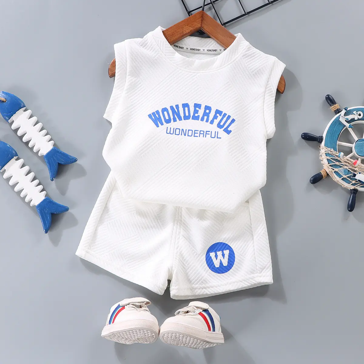 Nieuwe Zomer Kinder Tank Top Set Voor Jongens Mouwloze Mesh Rode Kleding Baby 'S Modieuze Kinderkleding