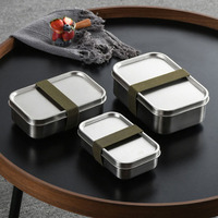 Boîtes à bento personnalisées Boîte à lunch en acier inoxydable avec couvercle en bambou Récipients à lunch en métal pour le bureau et les pique-niques scolaires