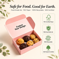Boîte à biscuits rose personnalisée avec sac en papier, ensemble d'emballage de boulangerie en carton recyclé pour biscuits, faible MOQ pour les petites entreprises