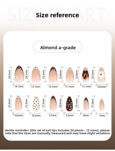<span class=keywords><strong>Uñas</strong></span> Postizas <span class=keywords><strong>de</strong></span> Almendra Color Nude con Puntos Marrones, Punta Francesa y Detalles Florales Pintados a Mano <span class=keywords><strong>para</strong></span> un Estilo Minimalista Otoñal - Product Image 5