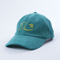 Corduroy Oxford 6-panel ongestructureerde petten, 100% katoen, laag profiel, met geborduurd logo, stippen & fruitmotieven