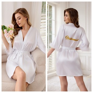<span class=keywords><strong>Novia</strong></span> y dama de honor Vestidos de mañana para mujer Camisón Mangas peludas Cumpleaños Novias Fiesta Pijamas Boda Vestidos de mañana - Product Image 2