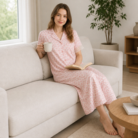 Chemise de nuit d'été respirante pour femme, imprimé léopard rose, avec dentelle, manches courtes, boutonnée, vêtement de détente élastique, vente en gros