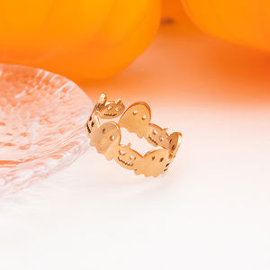 Halloween Pumpkinhead fantasma oro placcato in acciaio inossidabile 18K anello aperto gioielli di moda - Product Image 3