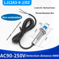 Capteur de Proximité Inductif M12 L12A3-4-J-DZ à Vente Directe, CA 90-250V, 2 Fils, NC, Laiton Nickelé, Détection 4MM, Réponse <2ms, CE