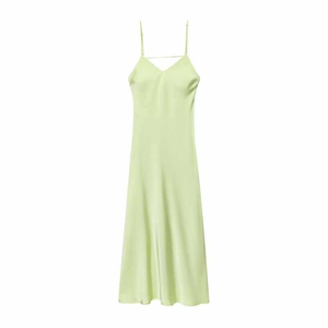 Robe longue en satin pour femme, col en V profond, dos nu, bretelles spaghetti, dos croisé, idéale pour les soirées, les fêtes et les vacances - Product Image 6