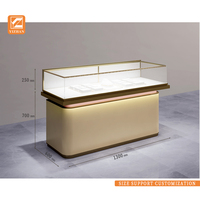 Vitrine de présentation de bijoux moderne de luxe en métal et verre, sans dossier, avec éclairage LED, ensemble d'accessoires complet, peinture imperméable YIZHAN