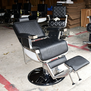 เก้าอี้ทำผมสำหรับร้านตัดผมทำจากหนังสีดำทันสมัยทำจากสแตนเลส - Product Image 5