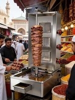 Machine à Kebab Shawarma Professionnelle en Acier Inoxydable 201/304 à Gaz 3 Brûleurs, Rotation Automatique, Chauffage Uniforme 200-500W pour Cuisine