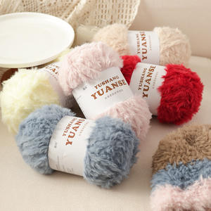 Fil à tricoter en imitation fourrure de vison à poils longs, teint, mélangé, résistant à l'abrasion, fil grossier, peluche corail, fourrure, fil de velours tissé à la main - Product Image 3