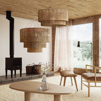 Lampe suspendue en corde de chanvre naturelle tressée, style bohème, faite à la main, pour salon, salle à manger, chambre d'hôtel, lustre