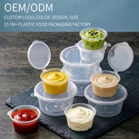 Gobelet à sauce personnalisé avec logo, 50 ml, avec couvercle rabattable, conteneur à condiments en PP sans BPA, fabrication directe en usine depuis 15 ans, pour la restauration