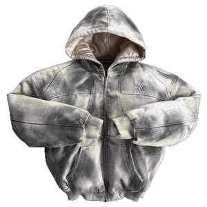 Veste à capuche décontractée et ample pour homme, style hip-hop américain, vintage, délavé, gothique, inspiré de la côte ouest. - Product Image 1