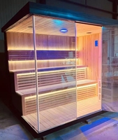 Salle de sauna infrarouge extérieure moderne Chauffage électrique en bois massif Panneau de commande par ordinateur Fonction vapeur sèche