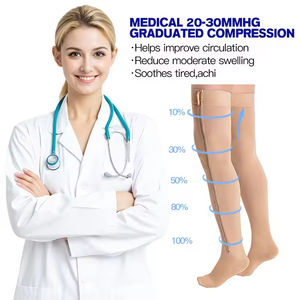 Medias de Compresión Firmes Personalizadas <span class=keywords><strong>para</strong></span> Soporte Médico, Anti-Várices y Edema, con Cierre, Hasta el Muslo, 20-30 mmHg - Product Image 3