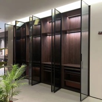 Dressing sur mesure moderne haut de gamme avec porte à panneau plat, design gain de place
