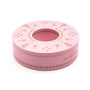 Bespoke Round Donut Shape Chocolate Cookie Gift Tin Package Box Sweets Biscuit Metal Storage Can