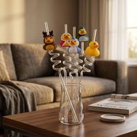 Pailles en plastique en forme de canard, décoratives pour fêtes, accessoires pour gobelets de bar