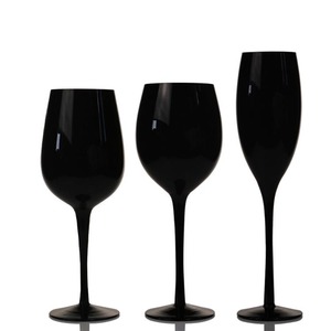 <strong>Wholesale</strong> Custom Logo 300ml Colored <strong>Champagne</strong> <strong>Flute</strong> Goblet Black Wine Glasses - Product Image 2