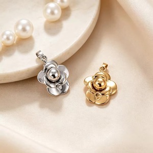 Breloques en forme de rose, vintage, en métal, acier inoxydable, pendentif fleur 3D, fabrication de bijoux DIY, accessoires pour bracelets et colliers, pour femmes - Product Image 3