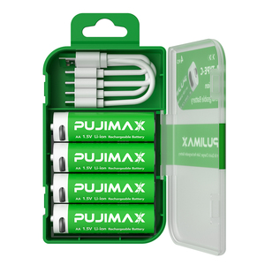Bộ pin sạc dự phòng <span class=keywords><strong>Lithium</strong></span>-ion <span class=keywords><strong>AA</strong></span> 1.5V PUJIMAX 4 trong 1, cáp sạc nhanh, cổng USB Type-C - Product Image 1