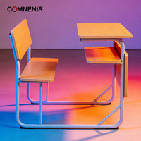 Bureau et chaise individuels à hauteur fixe pour étudiant, en métal, pour école, maison ou bureau, design européen, livraison directe d'usine