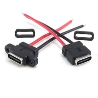 Connecteur femelle Type-C 2P moulé par injection, étanche IP65, avec trou de fixation, contacts plaqués or, boîtier nickelé, pour PCB