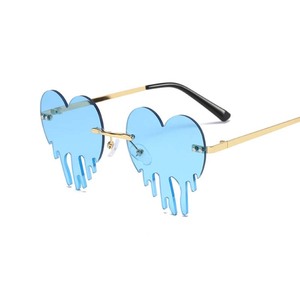 Nouvelles Lunettes de Soleil Sans Monture Tendance Européenne et Américaine, Cœur Personnalisé UV400, Orange avec Logo, <span class=keywords><strong>Film</strong></span> Océan Coloré, Effet Larmes, <span class=keywords><strong>Hommes</strong></span> Femmes - Product Image 5